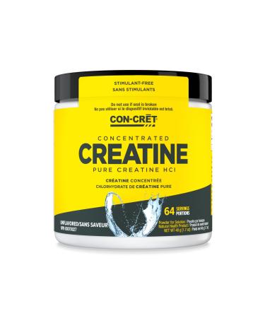 CON-CRET Creatine HCl Powder | Muscle Cognitive Cellular Energy Support | No Bloating or Cramps | Strength & Endurance | Raw Unflavored (64 Serving)