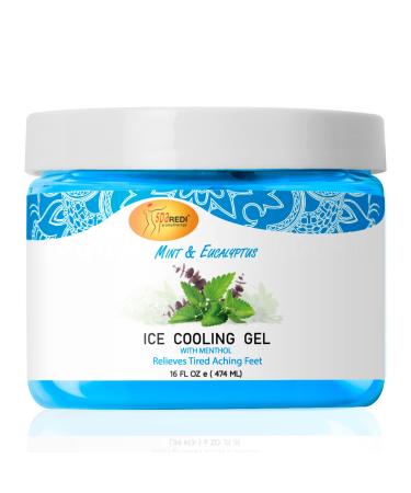 SPA REDI - Massage Cooling Gel for Pedicure  Mint and Eucalyptus Oil with Menthol 16 Oz  Peppermint Extract - Professional Strength Pedicure Foot and Leg Ice Cooling Gel Massage Therapy  16 Fl Oz (Pack of 1)