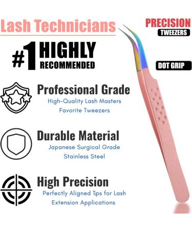 Professional Fiber Tip Lash Tweezers Set - Japanese Steel, Curved & Volume Lash Tweezers - Blush Pink - My Lash Tools - Buy Online on GoSupps.com