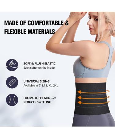 Elastic Abdominal Binder for Hernia Support - Universal Wide Belly Girdle & Stomach Compression Wrap for Men & Women - Black Medium - Buy Online on GoSupps.com