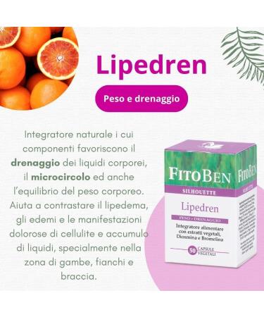 Fitoben Fitoben | Lipedren Natural Supplement for Fluid Drainage Microcirculation and Body Weight Balance. 50 Vegetable Capsules. - Buy Online on GoSupps.com