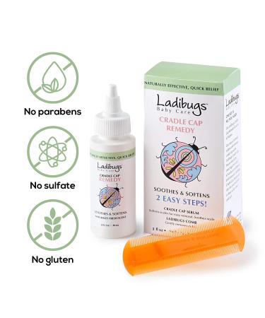 Ladibugs Cradle Cap Remedy Kit 3oz | Serum & Comb | Removes Scales, Soothes Scalp - Buy Online on GoSupps.com