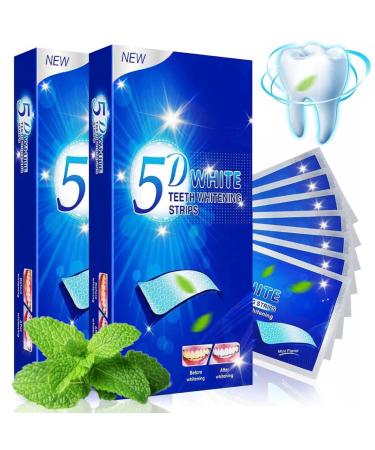 P-Beauty 2 Packs 28 Strips Home Teeth Whitening Strips with Mint Flavor Snow White Smile White Teeth Whitening Strips