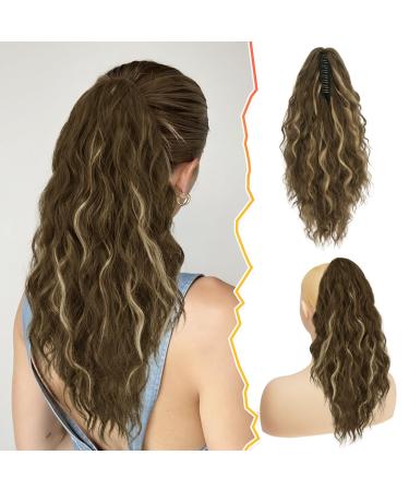 BARSDAR Long Curly Claw Clip Ponytail Extension for Women Synthetic Clip in Pony Tail Highlight Fake Ponytail Extension Multi Layered Ponytail Hairpiece for Girls Daily Use Party(18'' Brown & Blonde) 18 Inch Chocolate Brown with Beige Blonde Highlights - Buy Online on GoSupps.com