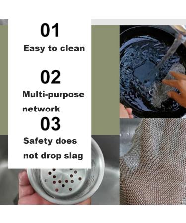 Cast Iron Cleaner Non-Scratch Stainless Steel Scourer 20x20 cm Nonstick Oil Chainmail Scrubber for Kitchen Pans Pot Griddles Skillets Cookware Chainmail Scrubber - Buy Online on GoSupps.com