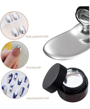 Metallic Painting Gel 2PCS Mirror Silver Effect Nail Polish Mirror Nails Finish Reflective Gel Polish 10g Silver Nail Polish - Buy Online on GoSupps.com