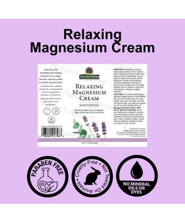 Nature's Answer Relaxing Magnesium Cream 1.7 oz Topical Magnesium with Shea Butter Olive & Lavender Oils Paraben- & Sulfate-Free Vegan & Non-GMO Skin-Soothing Body Cream - Buy Online on GoSupps.com