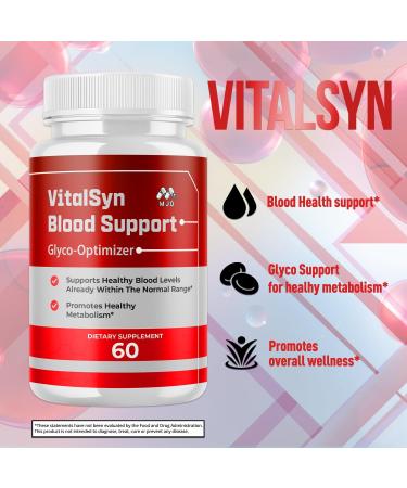(3 Pack) Vitalsyn Capsules Official Vitalsyn Blood Health Support Pills with All Natural Ingredients Advanced Formula Supplement Pills with Maximum Strength Vitamins for Women and Men (180 Capsules) - Buy Online on GoSupps.com