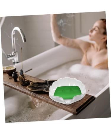 ETHZZLE Soap soap basket ceramic soap holder desktop Soap Container soap Pearlescent light luxury soap dish old fashioned sponge holder Scrubber modeling small ceramic dish White 13.80X10.00X7.00CM - Buy Online on GoSupps.com