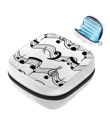 GIAPB Sanitary Napkin Storage Bag Period Bag Tampon Bag Makeup Bag Pad Pouch Black Music Notes Color4501