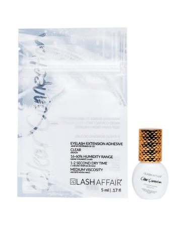 Lash Affair Eyelash Extension Glue  False Lash Semi-Permanent Professional Strong Adhesive for Individual Lashes  Lash Tech Artist Supplies  Quick-Dry  Latex Free  Low Fumes  Clear Connection  5 ml Clear Connection Eye-L...