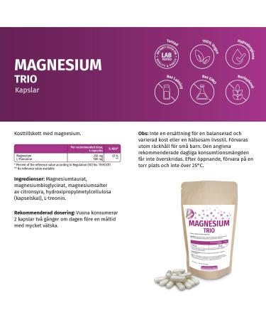 ERASVITAL Magnesium Trio 360 capsules 3month supply with magnesium taurate magnesium bisglycinate magnesium citrate and Lthreonine ideal for a target group interested in mental health - Buy Online on GoSupps.com