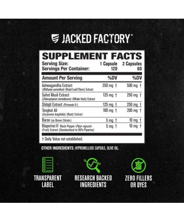 Jacked Factory Testosterone Booster for Men PRIMASURGE - w/Tongkat Ali PrimaVie Ashwagandha - Boost Vitality Muscle Growth & Energy | Natural Test Booster Supplement - 180 Veggie Pills - Buy Online on GoSupps.com