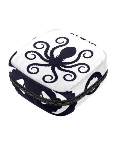 Octopus silhouette pattern sanitary napkin storage bag portable period pocket for women teen girls girls menstrual cup pocket