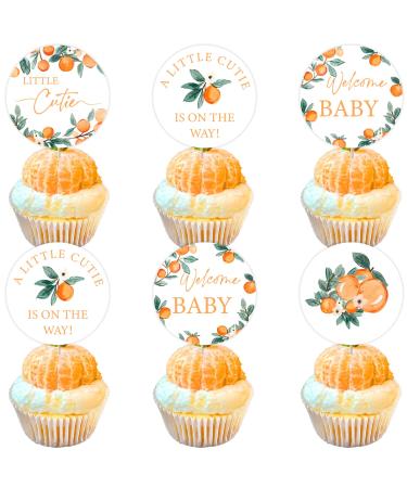 24Pcs Little Cutie Cupcake Toppers Orange Cupcake Picks Citrus Theme Baby Shower Decorations Tangerine Clementine Fruit Party Supplies