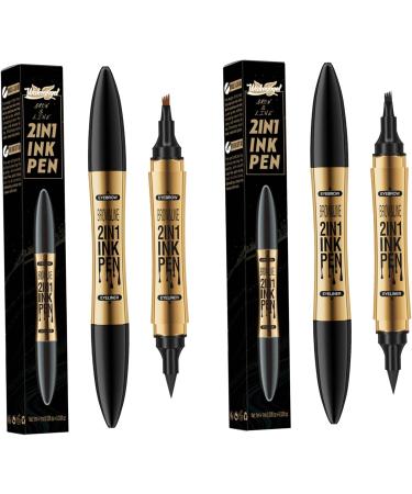 Eyebrow Pencil Liquid Eyebrow Pen 2 in 1 Dual-ended Eyebrow Waterproof & Long Lasting Liquid Eyeliner Pen Four-tip Brow Pencil for Women Gift Light Coffee - Buy Online on GoSupps.com