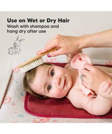 Baby Hair Brush with Soft Goat Bristles - Cradle Cap Brush for Infant Toddler Kids (Walnut Oval) - Buy Online on GoSupps.com