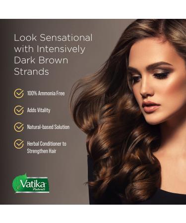 Dabur Vatika Henna Hair Color - 100% Grey Coverage, Zero Ammonia Dye for Strong & Shiny Hair - 6 Sachets X 10g (Dark Brown) - Buy Online on GoSupps.com