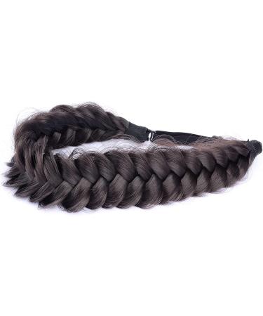 BOBIYA Messy Wide 2 Strands Synthetic Hair Braided Headband Plaited Headband Elastic Stretch Plait Hairband (Deep Brown) - Buy Online on GoSupps.com