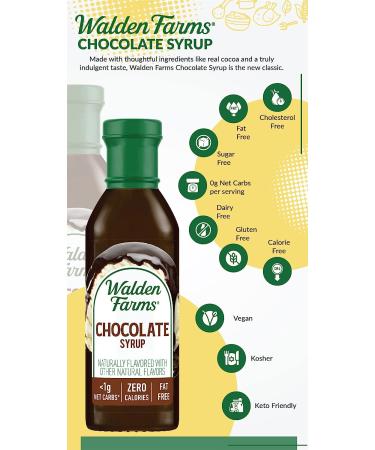Walden Farms Chocolate Syrup 12 oz - 0g Net Carbs | Keto Friendly, Non-Dairy, Gluten-Free, Sugar-Free | Sweet and Delicious Flavor for Pancakes, Waffles, French Toast | 12 Fl Oz (Pack of 1) - Buy Online on GoSupps.com