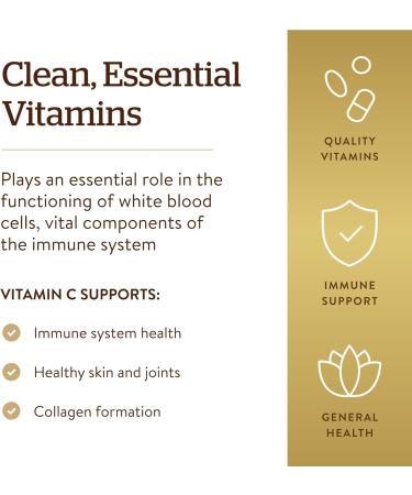 Solgar Vitamin C 1000mg - Healthy Immune System - Helps Fight Free Radicals - Vegan - Pack of 100 Capsules - Buy Online on GoSupps.com