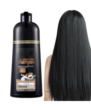 Generisch Coconut shampoo for black hair - Black plant-based hair coloring shampoo - Coconut oil - Fast coloring - Long-lasting color shampoo