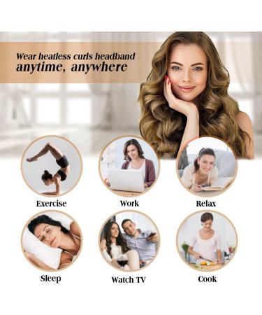 Silk Ribbon Heatless Curling Headband - Overnight Hair Curlers with Hair Clips for Long Hair - Black - Buy Online on GoSupps.com