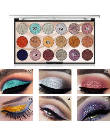 18 Colors Glitzer-Lijud shadow palette Shimmer Sparkle Ultra Pigmented Make-Up Lid Shadow Powder Long-lasting waterproof eye make-up palette (#02)