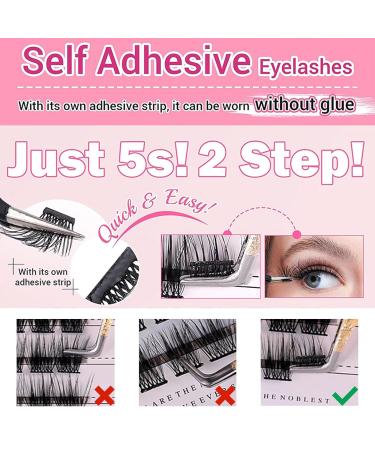Bluesmurfs Self Adhesive Individual Lashes | Reusable No Glue Fake Eyelashes Clusters - Easy to Use Natural Eye Lashes I01 - Buy Online on GoSupps.com