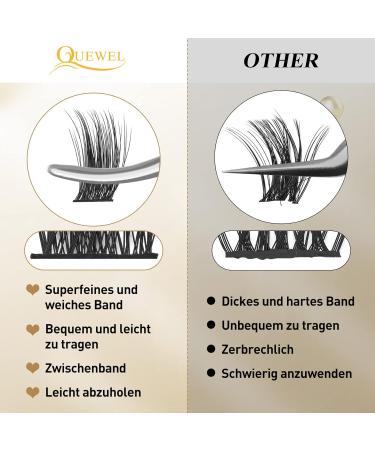 QueWel Cluster Lashes - 72 DIY Eyelash Extensions Soft D Curl Light & Versatile 8-16mm Length Perfect for Home Use - Buy Online on GoSupps.com