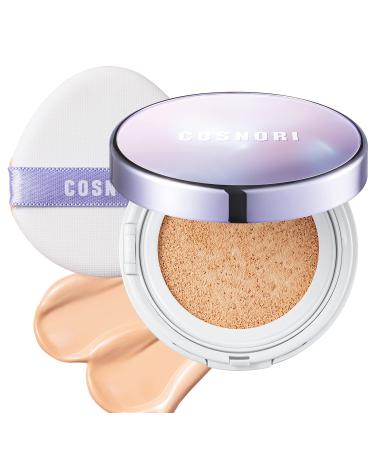 COSNORI Panthenol Barrier Cushion SPF 50+ PA++++ - Sunscreen Cushion Foundation -Lightweight Formula to Cover Pores & Blemishes   Moisture Dewy Glowing Finish   Long Wearing Formula  0.41 fl.oz. (02 Beige)