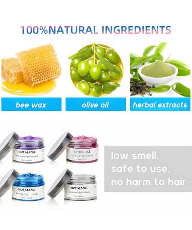 4 Colors Temporary Hair Color Wax - Pink Purple Gray Blue | Professional Styling Cream for Men Women & Kids - Perfect for Parties Cosplay & Halloween - Buy Online on GoSupps.com