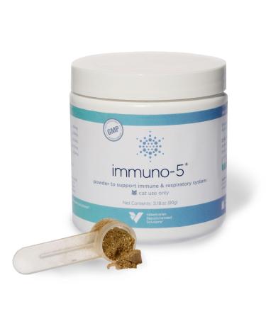 Immuno-5 Immune & Respiratory Support Powder for Cats from Veterinarian Recommended Solutions with L-Lysine Omega-3 & Egg Yolk