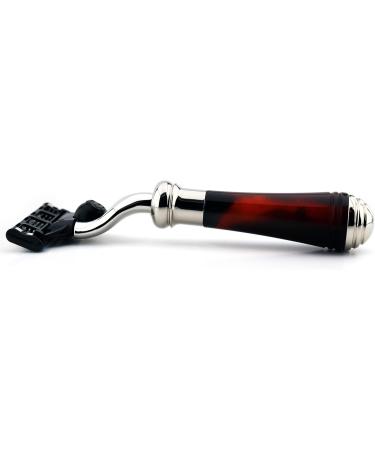 Triple Blade Turtle Effect Razor - Stainless Steel Interchangeable Mini Handle - Perfect Gift for Shaving Enthusiasts - Buy Online on GoSupps.com