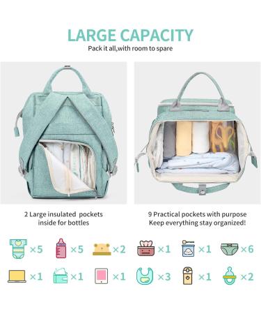 Viedouce Waterproof Baby Changing Diaper Bag - Large Capacity Multi-Functional Backpack with Diaper Support & Stroller Straps - Ideal for Travel in Cyan - Buy Online on GoSupps.com