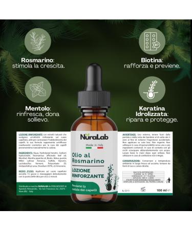  NURALAB Rosemary Hair Oil 100ml Stimulates growth and prevents hair loss Strengthening oil with biotin menthol and keratin Nourishes and strengthens the scalp Made in Italy - Buy Online on GoSupps.com