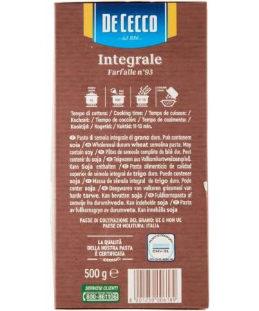  Italian Gourmet E.R. Cecco Pasta Farfalle Integrali No. 93 Italian Pasta 500 g + Pulpa Italian Gourmet 400 g Pack of 10 - Buy Online on GoSupps.com