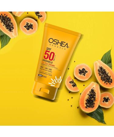 Herbals UVShield SPF 50 Sunscreen | Broad Spectrum UVA & UVB Protection | Water Resistant | Enriched with Papaya & Green Tea Extract | 120g - Ideal for All Skin Types - Buy Online on GoSupps.com