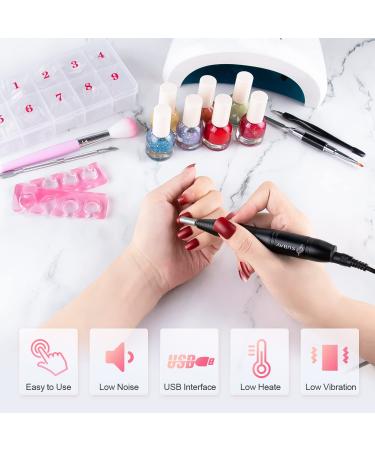 Subay Electric Nail Drill Kit with Tips, Case, Rhinestones, Dotting Pen, Clipper, Trimmer, Brush - Manicure Pedicure Tools for Acrylic Gel Dipped Nails - Buy Online on GoSupps.com