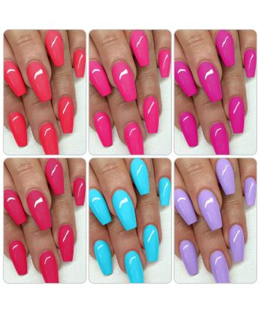 AIMEILI Neon Gel Nail Polish Set - Hot Pink, Orange, Purple, Blue Colors - 6pcs x 10ml - Summer Kit Set 12 - Buy Online on GoSupps.com