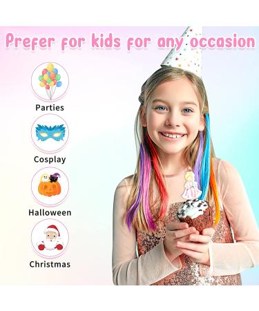 Kyerivs 20 Inch Rainbow Clip in Hair Extensions - 24 PCS, Long Straight Synthetic Hairpieces for Girls. Perfect for Parties & Gifts - Multi Color Highlights - Buy Online on GoSupps.com