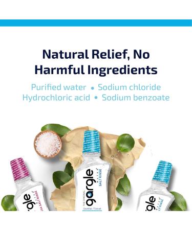 Natural Saline Gargle Water Mouthwash 12 fl oz - Soothes Dry Sore Throat - pH-Balanced Salt Rinse - Alcohol-Free & Dye-Free - (2pk) - Buy Online on GoSupps.com