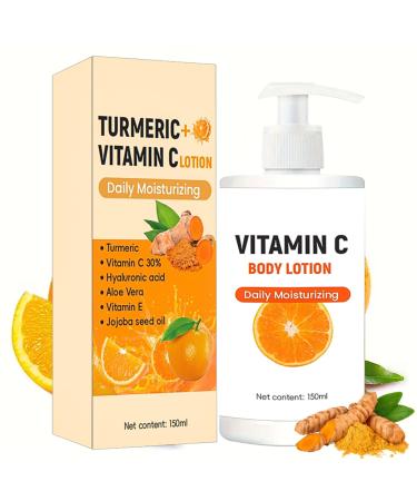 IZBEAUVO Vitamin C & Turmeric Body Lotion Turmeric Moisturizer Vitamin c Body Cream Brightening Body Lotion Moisturizing Body Lotion for Dry Skin Remove Dark Spots Large-capacity 150ml