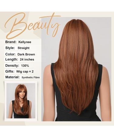Kellynee Ginger Wig with Bangs - Medium Length Copper Red Synthetic Wig for Women - Heat Resistant, Stylish for Daily Wear and Special Occasions - Buy Online on GoSupps.com