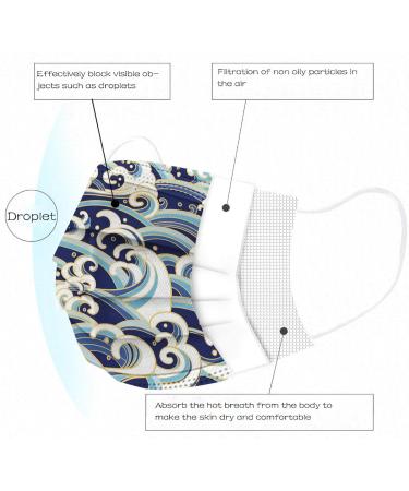 Goddess Accent 50 Pack Disposable Face_Mask Cute Floral Tie Dye Printed Protection for Adults Women - Buy Online on GoSupps.com