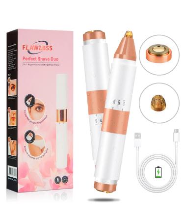 Nose Hair Trimmer 2 in 1 Rechargeable Ear and Nose Hair Trimmer for Men and Women Professional Painless Waterproof Eyebrow & Facial Hair Trimmer for Women Dual Edge Blades for Easy Cleansing White White Plus