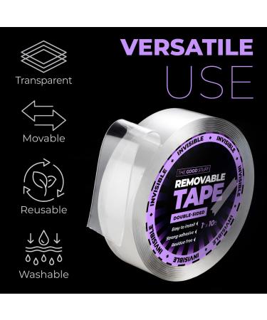Double Sided Tape Heavy Duty  1x10ft'  Transparent Nano Tape for Mounting - Reusable 2-Sided Mounting Tape - Caution This Tape is Strong Only for Tiles  Ceramic  RV Wood  Glass  NOT for Painted Walls - Buy Online on GoSupps.com