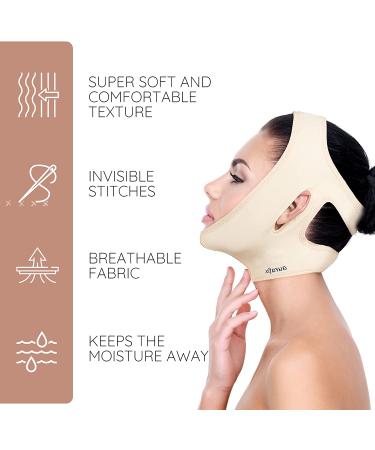 Face Slimmer Neck Chin Compression Bandage Strap - Double Chin Wrap Beige - Buy Online on GoSupps.com
