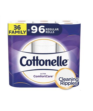 Cottonelle Ultra ComfortCare Toilet Paper, Soft Biodegradable Bath Tissue, Septic-Safe, 36 Family Rolls 36 Count (Pack of 1)