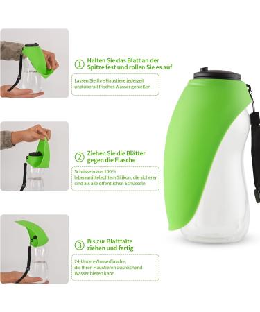 Buy Large 24oz Dog Water Bottle - Portable Puppy Travel Bowl | Safe Spout Design for All Breeds - Green - Buy Online on GoSupps.com